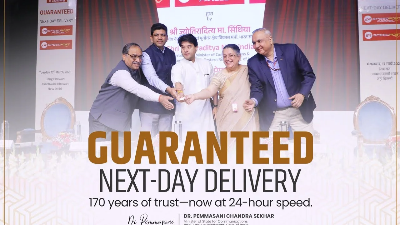 Dr. Pemmasani Launches 24 Speed Post — India Post’s Next-Day Delivery Revolution